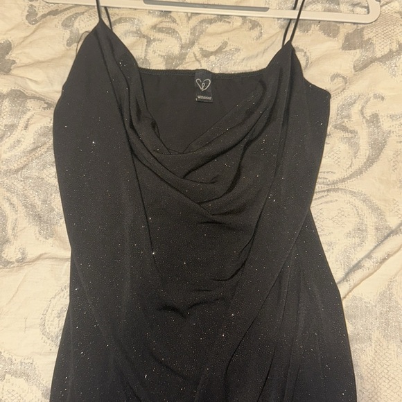 Windsor Dresses & Skirts - NWT Windsor Black Shine Glitter Spaghetti Strap Mini Slip Dress